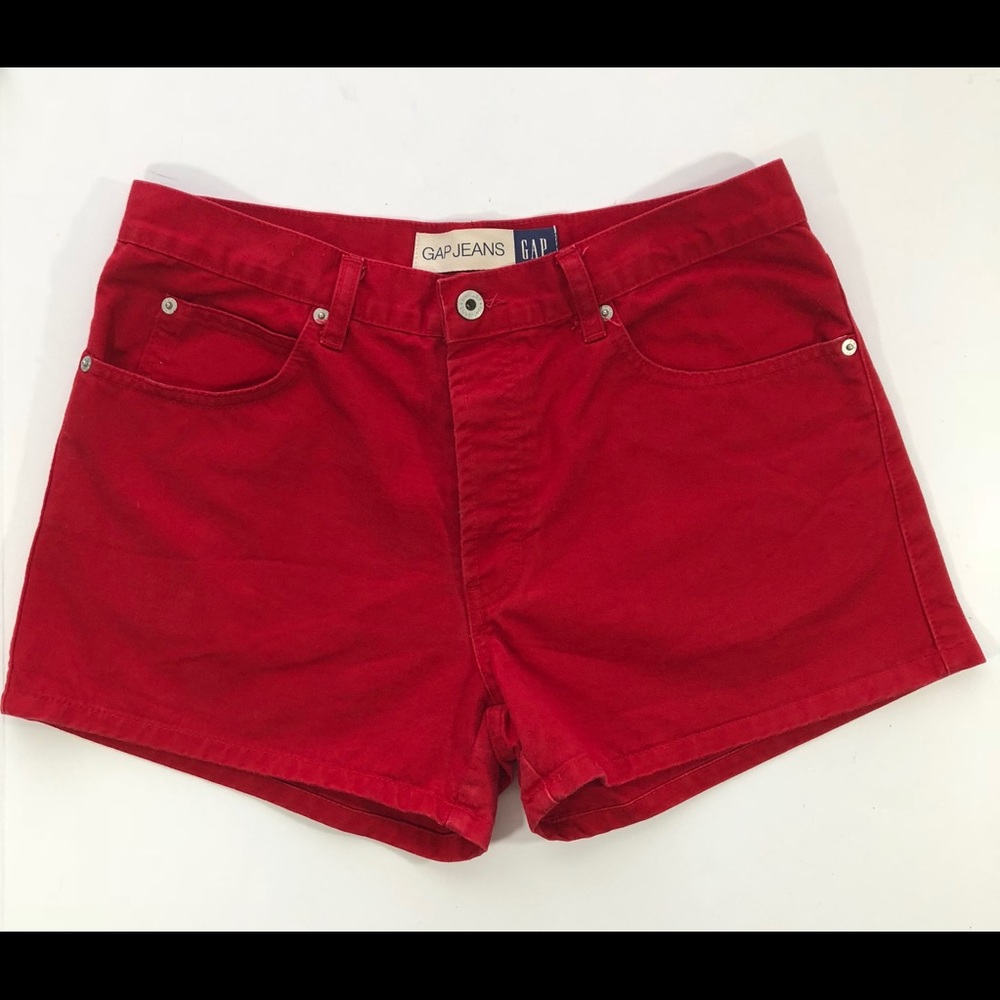 GAP High Waist Shorts Red Women Button Fly Sz 10